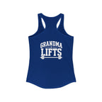 Grandma Lifts - Women's Ideal Racerback Tank - White Logo Front & Back