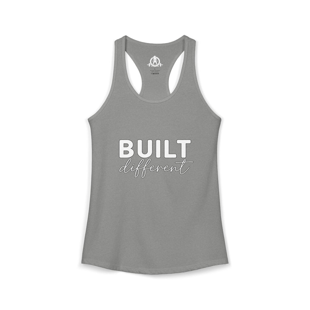 Built Different - Women's Ideal Racerback Tank - White Logo