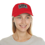 Lift Like A Girl - Dad Hat with Leather Patch (Rectangle) - Black Font