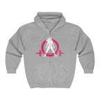 Distressed Logo – Unisex Heavy Blend™ Full Zip Hooded Sweatshirt – Color Inverted Logo