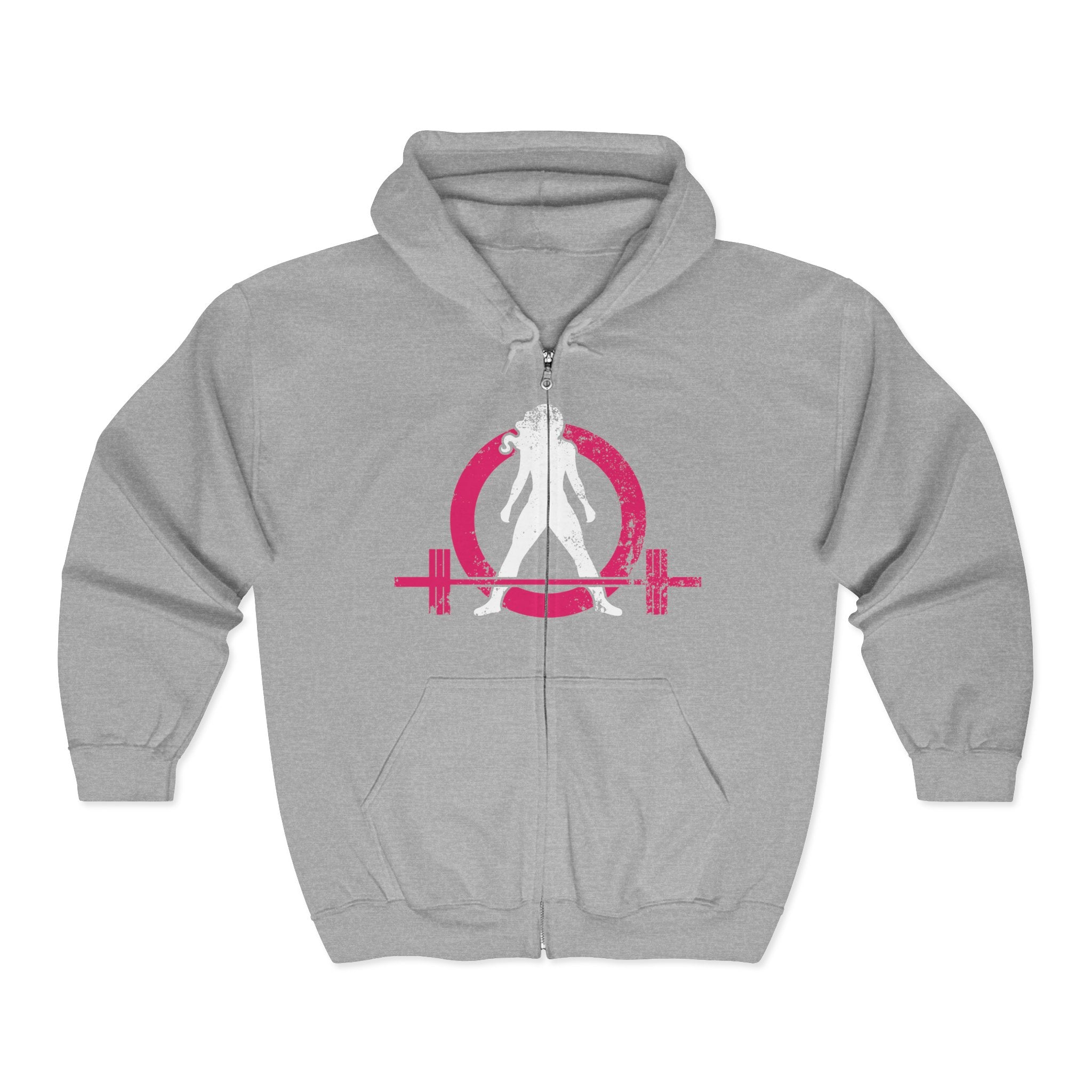 Distressed Logo – Unisex Heavy Blend™ Full Zip Hooded Sweatshirt – Color Inverted Logo