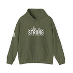 She is STRONG - Unisex Heavy Blend Hooded Sweatshirt - White Logo