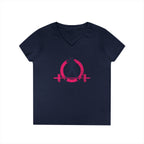 Ladies' V-Neck T-Shirt - Color Distressed Logo