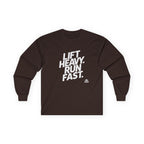 Lift Heavy Run Fast - Ultra Cotton Long Sleeve Tee - White Logo Front