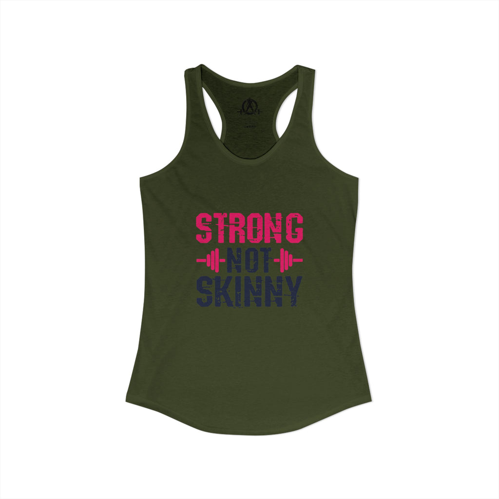 Strong Not Skinny - Color Distressed Logo - Women's Ideal Racerback Tank
