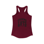 Grandma Lifts - Women's Ideal Racerback Tank - White Logo Front & Back
