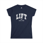 Lift Like A Girl - Women's Softstyle Tee - White Logo Main Front & Back