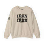 Iron Sharpens Iron - Unisex Heavy Blend™ Crewneck Sweatshirt - Front Black Logo - Plain Back