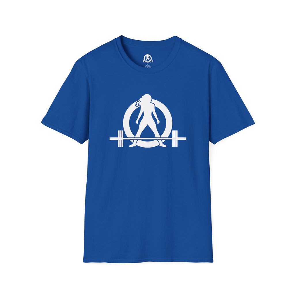 Grandma Lifts -  Unisex Softstyle T-Shirt — White Logo Front & Back