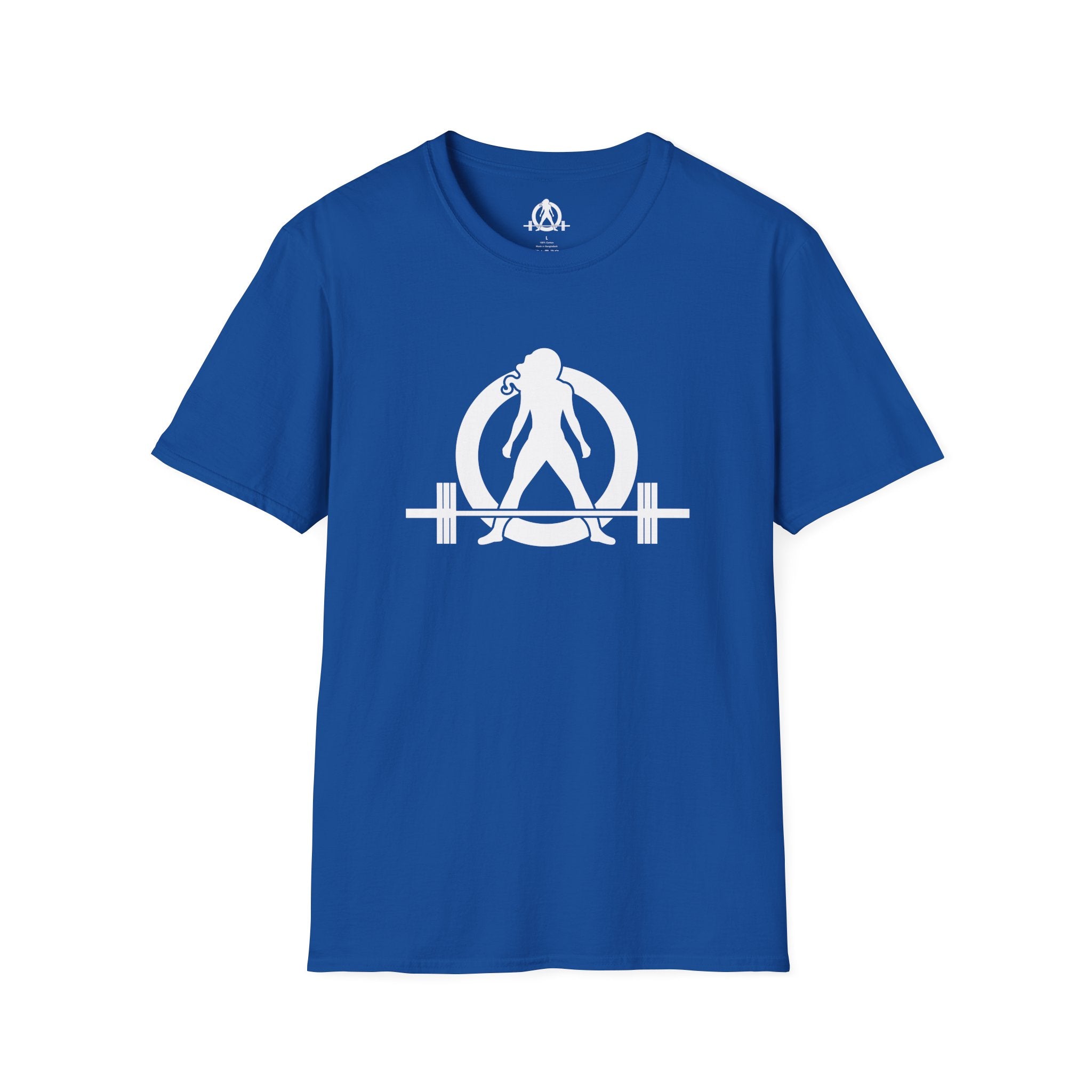 Grandma Lifts -  Unisex Softstyle T-Shirt — White Logo Front & Back