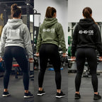 45 + 45 = 135 – Unisex Hoodie | White Logo, Front & Back