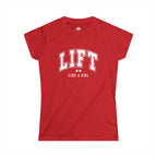 Lift Like A Girl - Women's Softstyle Tee - White Logo Main Front & Back