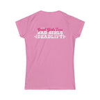 Good Girls Tone, Bad Girls Deadlift - Distressed White Logo - Women's Softstyle Tee