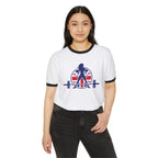 UK Collection - Unisex Cotton Ringer T-Shirt - Front Logo Front Plain Back