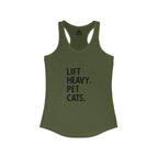 Lift Heavy Pet Cats - Women's Ideal Racerback Tank - Front Logo and Small Back Logo