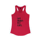 Lift Heavy Pet Cats - Women's Ideal Racerback Tank - Front Logo and Small Back Logo