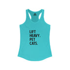 Lift Heavy Pet Cats - Women's Ideal Racerback Tank - Front Logo and Small Back Logo