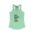 Lift Heavy Pet Cats - Women's Ideal Racerback Tank - Front Logo and Small Back Logo