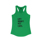Lift Heavy Pet Cats - Women's Ideal Racerback Tank - Front Logo and Small Back Logo