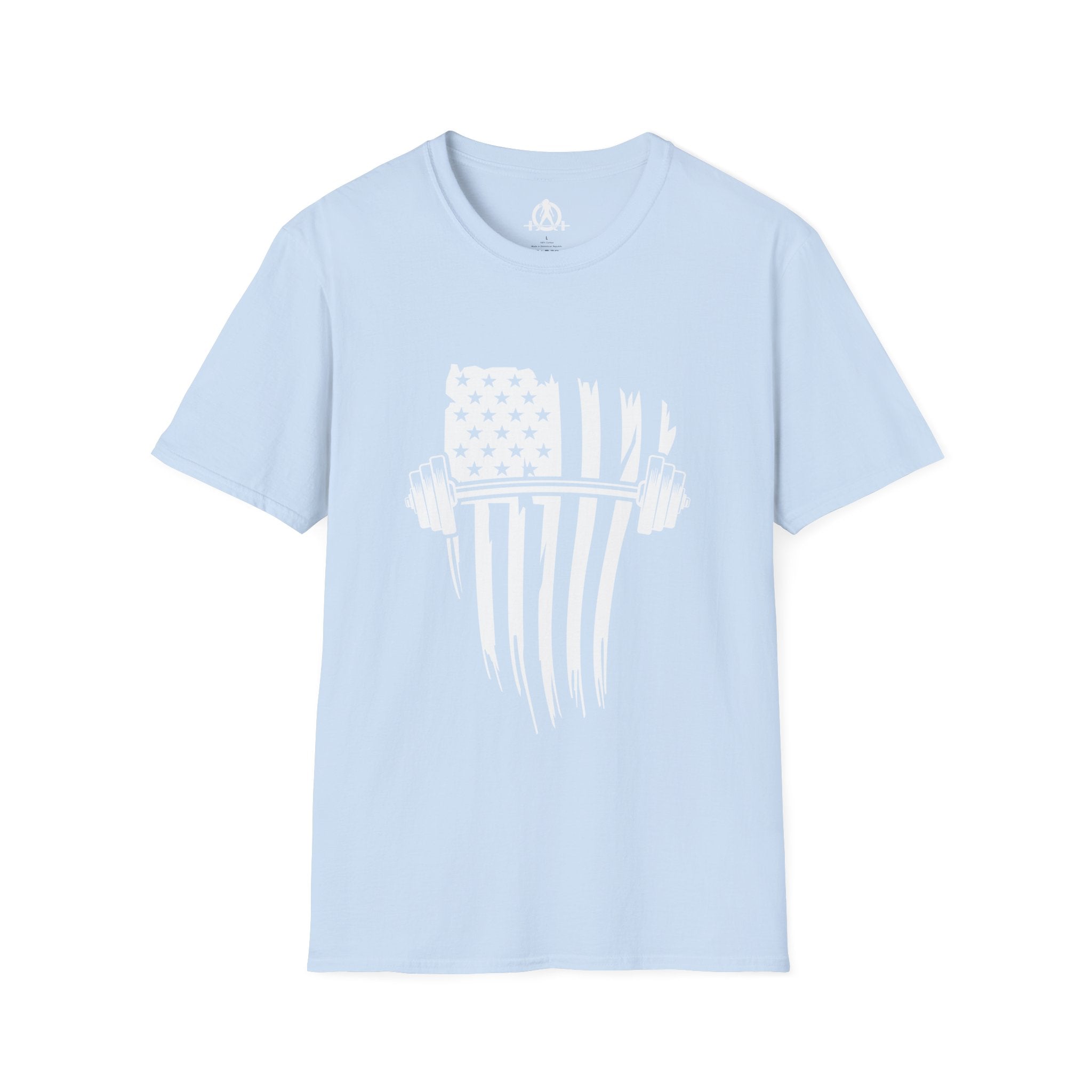 USA Barbell  - Unisex Softstyle T-Shirt - White Logo - Plain Back
