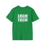 Iron Sharpens Iron - Unisex Softstyle T-Shirt - White Logo Front & Back