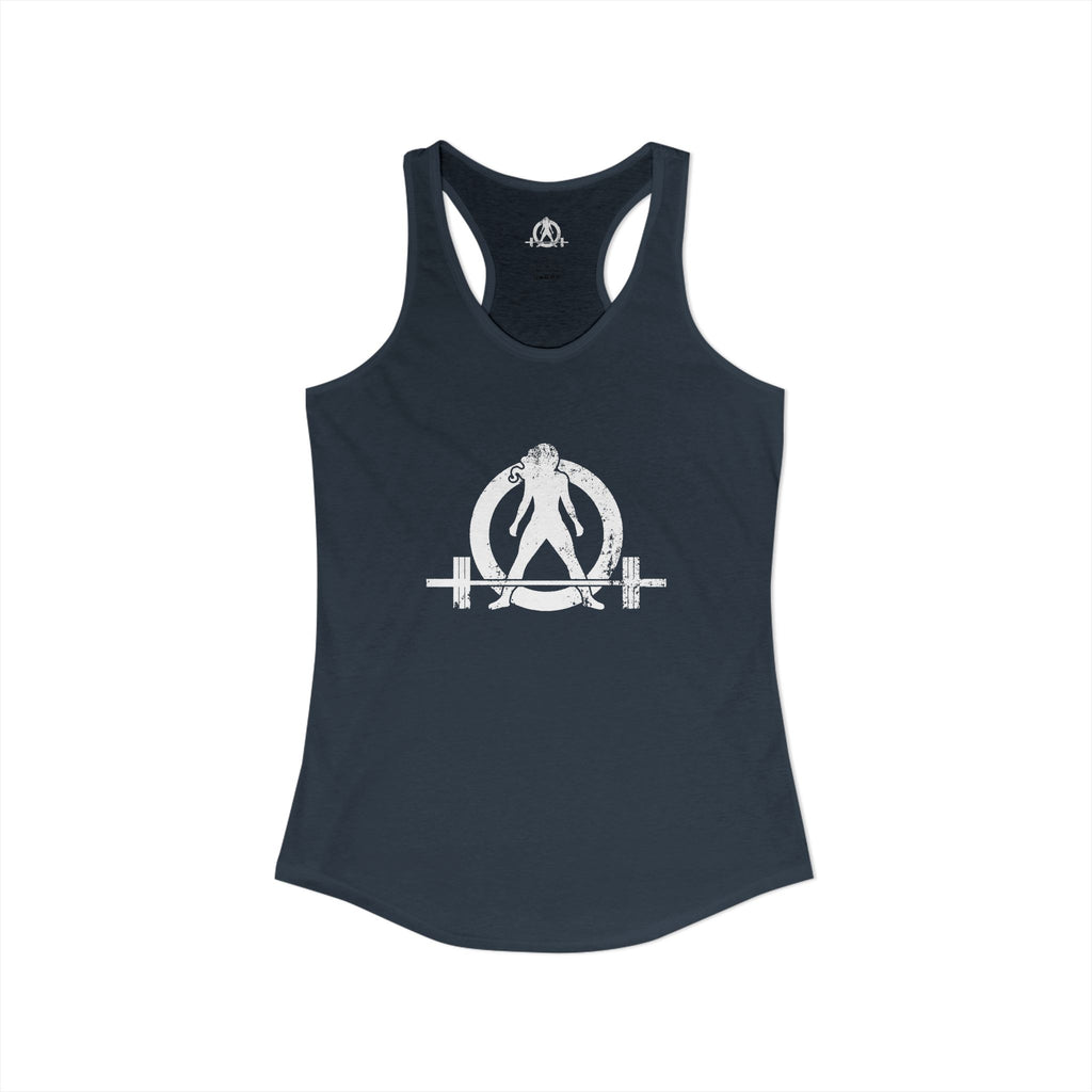 I Could Squat You - Women's Ideal Racerback Tank - White Logo Front & Back