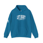 Lift Heavy Shit - Unisex Heavy Blend Hooded Sweatshirt - White Logo on Front & Right Sleeve