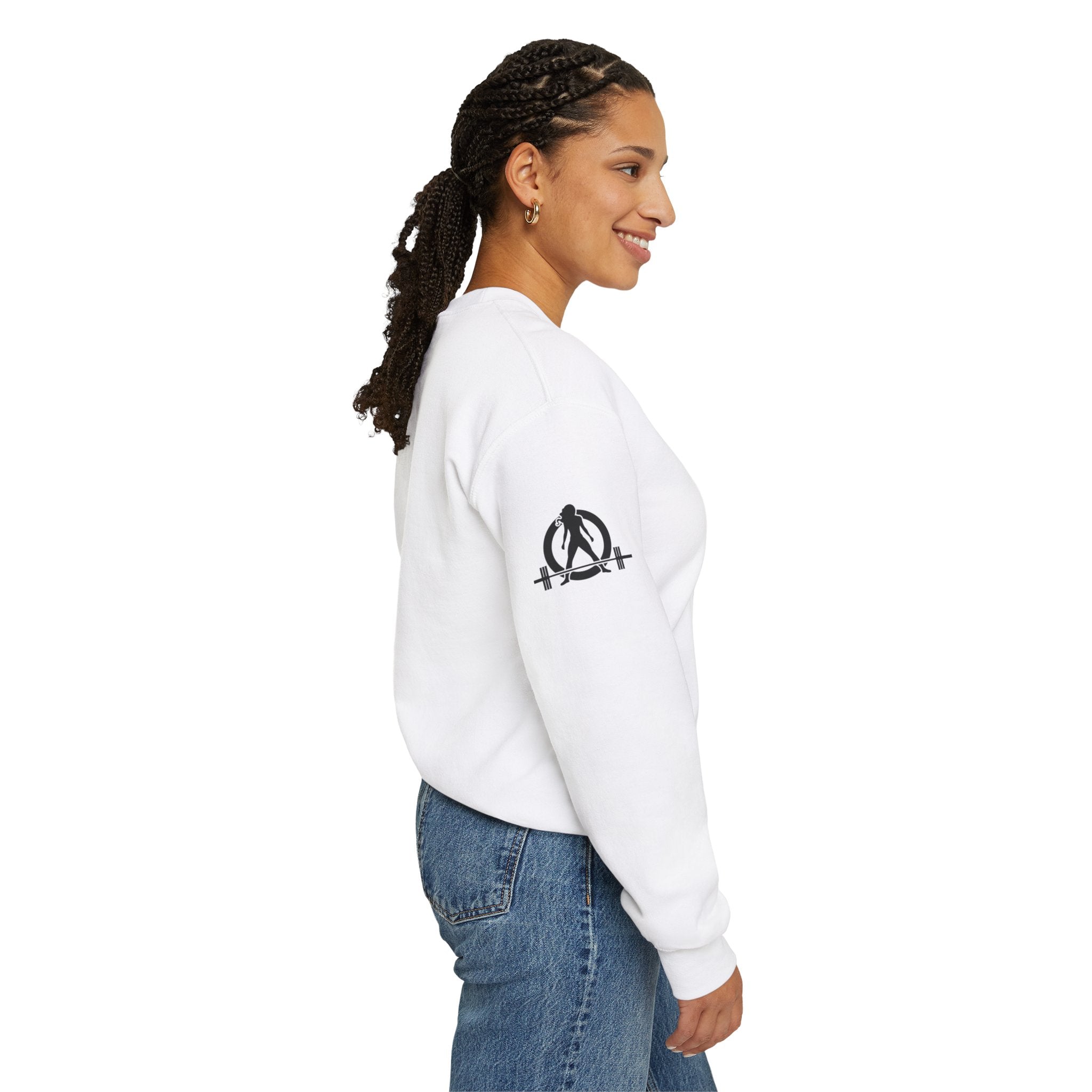 Iron Sharpens Iron - Unisex Heavy Blend™ Crewneck Sweatshirt - Front Black Logo - Plain Back