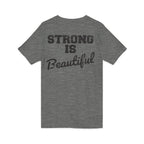 Strong Is Beautiful - Distressed Black Logo - Unisex Jersey Short Sleeve V-Neck Tee