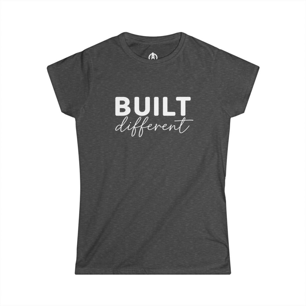 Built Different - Women's Softstyle Tee - White Logo Plain Back