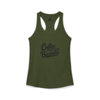 Coffee & Barbells - Women's Ideal Racerback Tank - Black Logo Plain Back