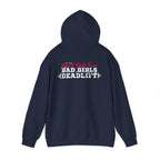 Good Girls Tone Bad Girls Deadlift - Distressed White Dark Logo - Unisex Heavy Blend Hooded Sweatshirt