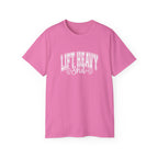 Lift Heavy Shit - Unisex Ultra Cotton Tee - Front White Logo - Plain Back