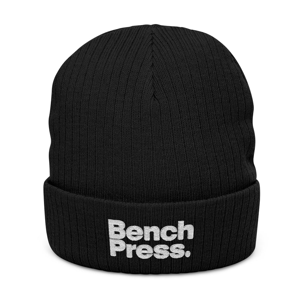 Bench Press Embroidered Ribbed Beanie – Workout Gym Hat