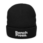 Bench Press Embroidered Ribbed Beanie – Workout Gym Hat