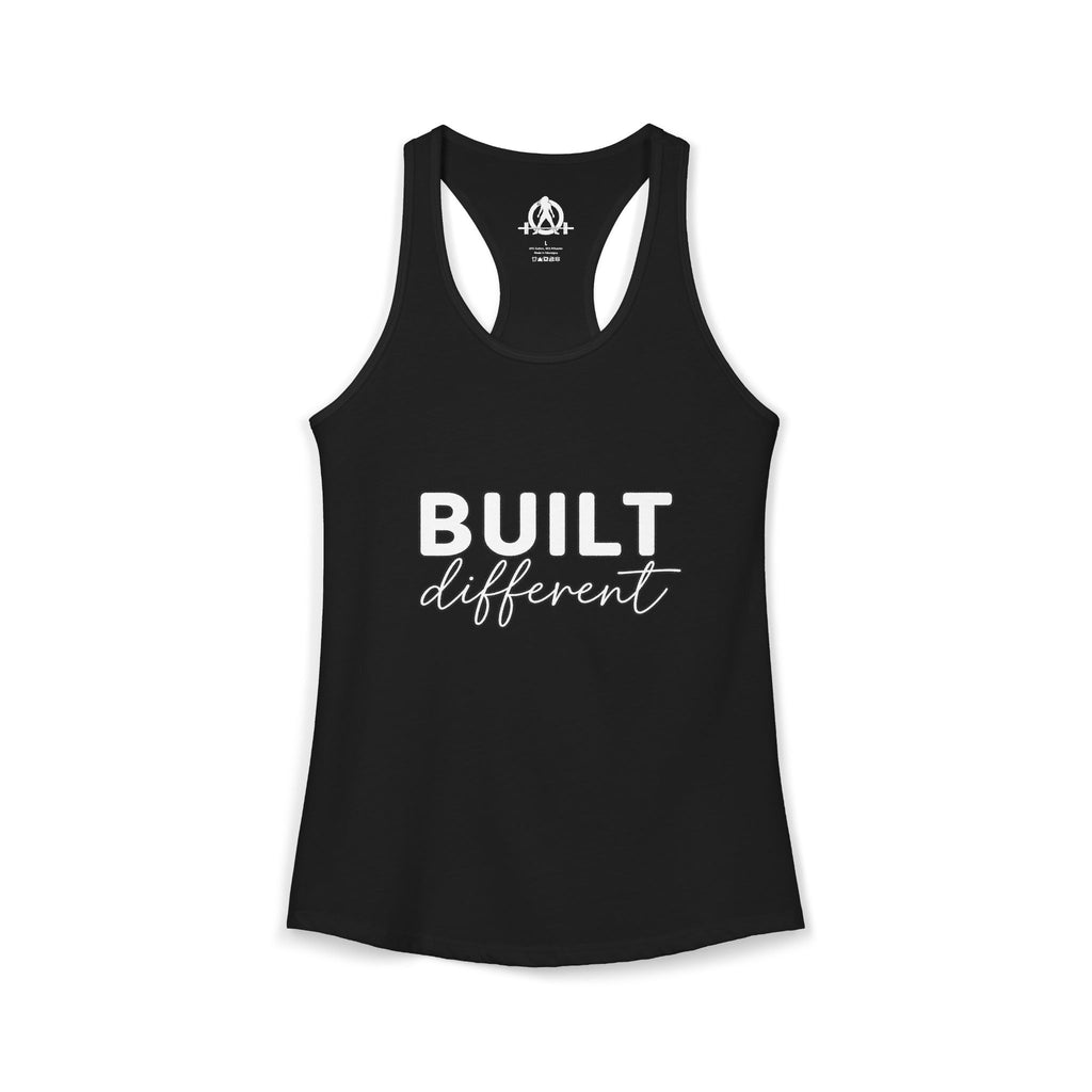 Built Different - Women's Ideal Racerback Tank - White Logo