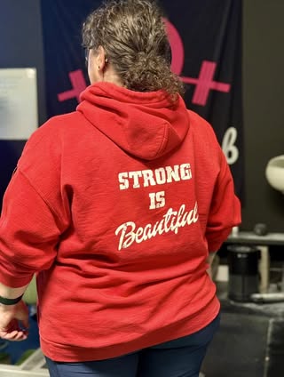 Strong Is Beautiful – Unisex Heavy Blend™ Hooded Sweatshirt (Distressed White Logo) 🤍💪