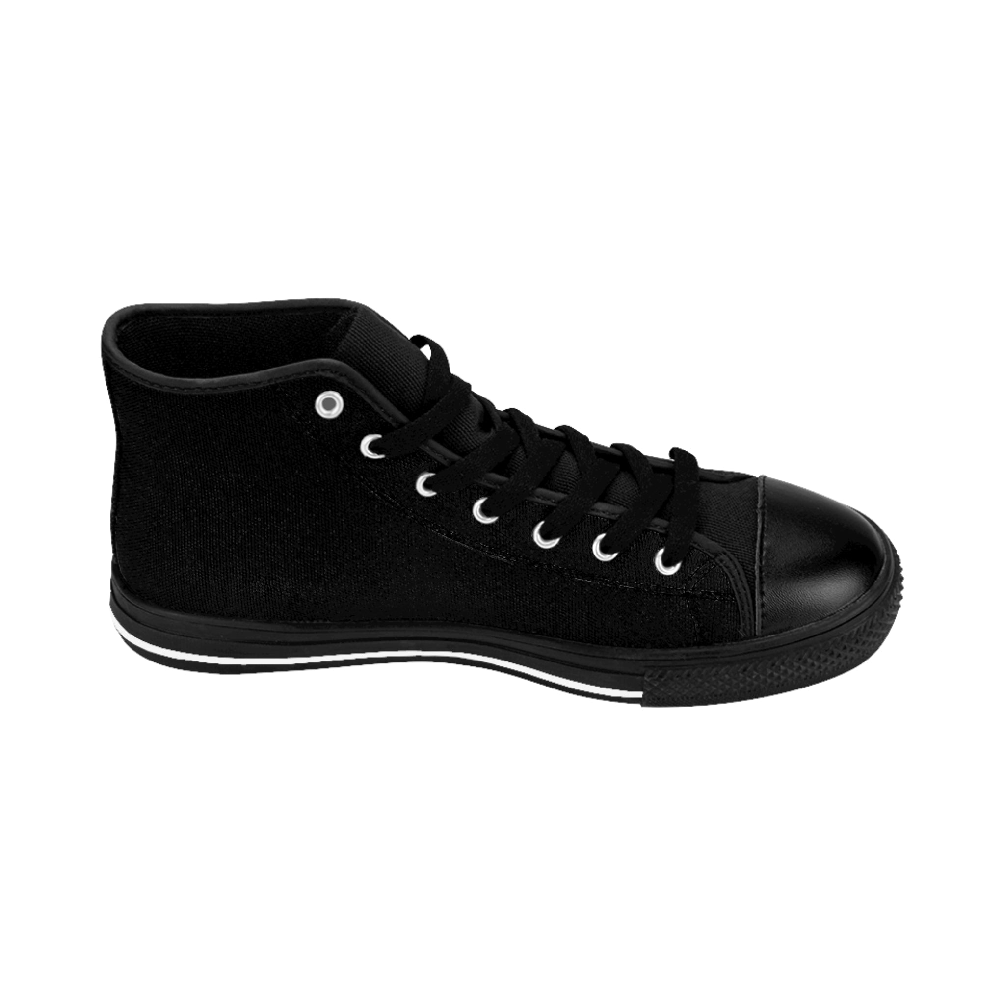 Women’s Black High-Top Sneakers (WWLW Distressed White Logo)