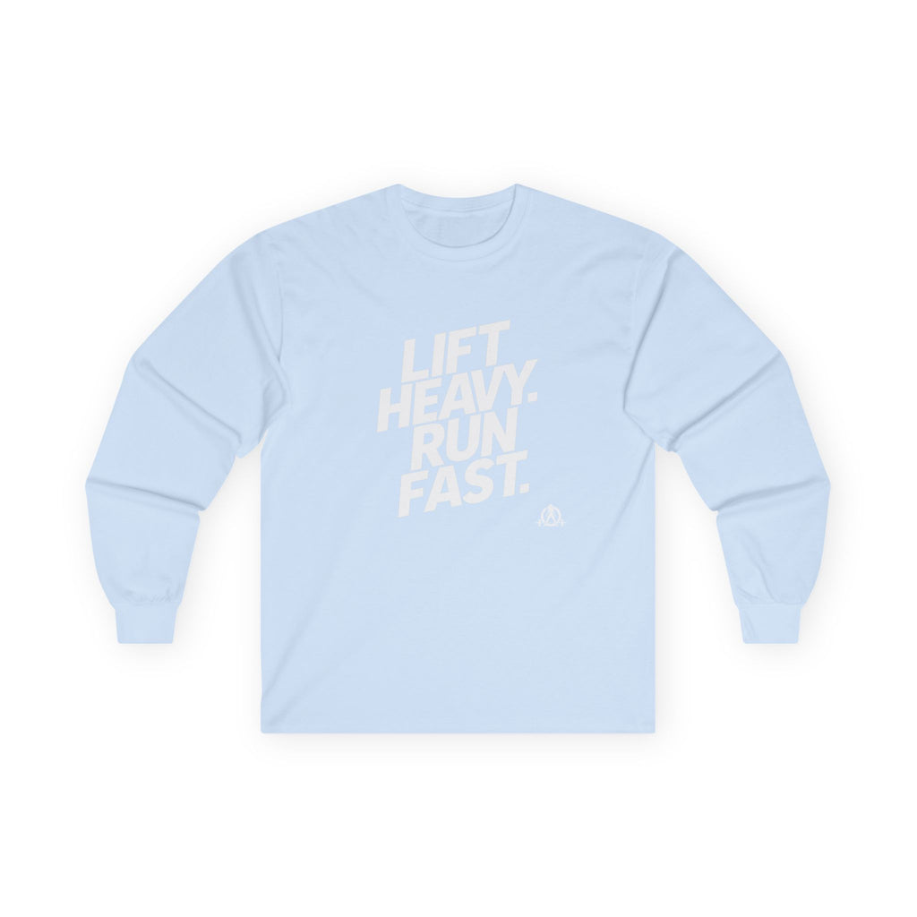 Lift Heavy Run Fast - Ultra Cotton Long Sleeve Tee - White Logo Front