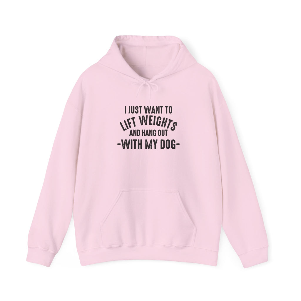 Lift Weights & Hang Out With My Dog  - Dark Logo  - Unisex Heavy Blend Hooded Sweatshirt - Front Black Logo