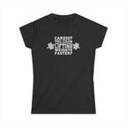 Cardio?  Lift Weights Faster - Women's Softstyle Tee - Logo on Front