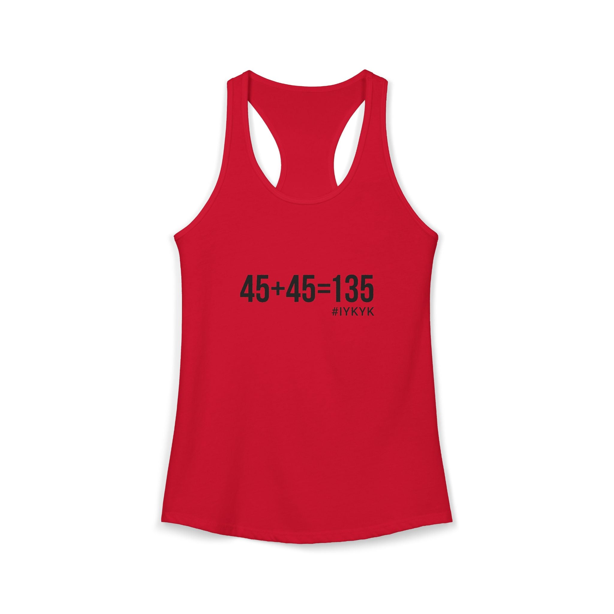 45 + 45 = 135 - Women's Ideal Racerback Tank - Black Print Front & Back
