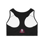 WWLW Sports Bra (AOP) - Color Distressed Logo - Black