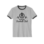 WWLW Barbell Club - Unisex Cotton Ringer T-Shirt - Black Logo Plain Back