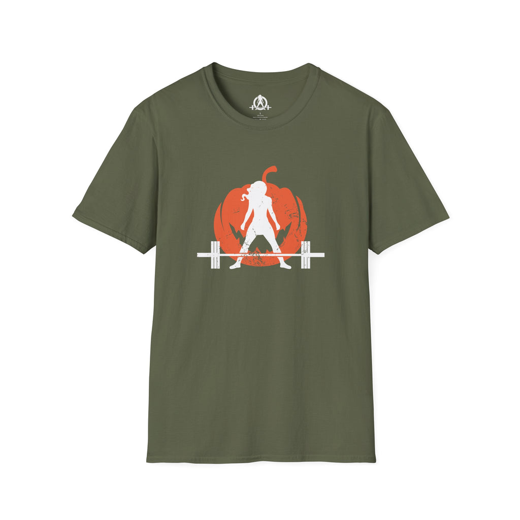 Halloween Pumpkin  - Unisex Softstyle T-Shirt - White Logo - Plain Back