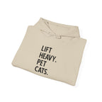 Lift Heavy Pet Cats – Unisex Heavy Blend™ Hooded Sweatshirt (Black Logo) 🏋️‍♂️🐱