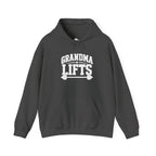 Grandma Lifts - Unisex Heavy Blend™ Hooded Sweatshirt - White Logo Front -  Plain Back
