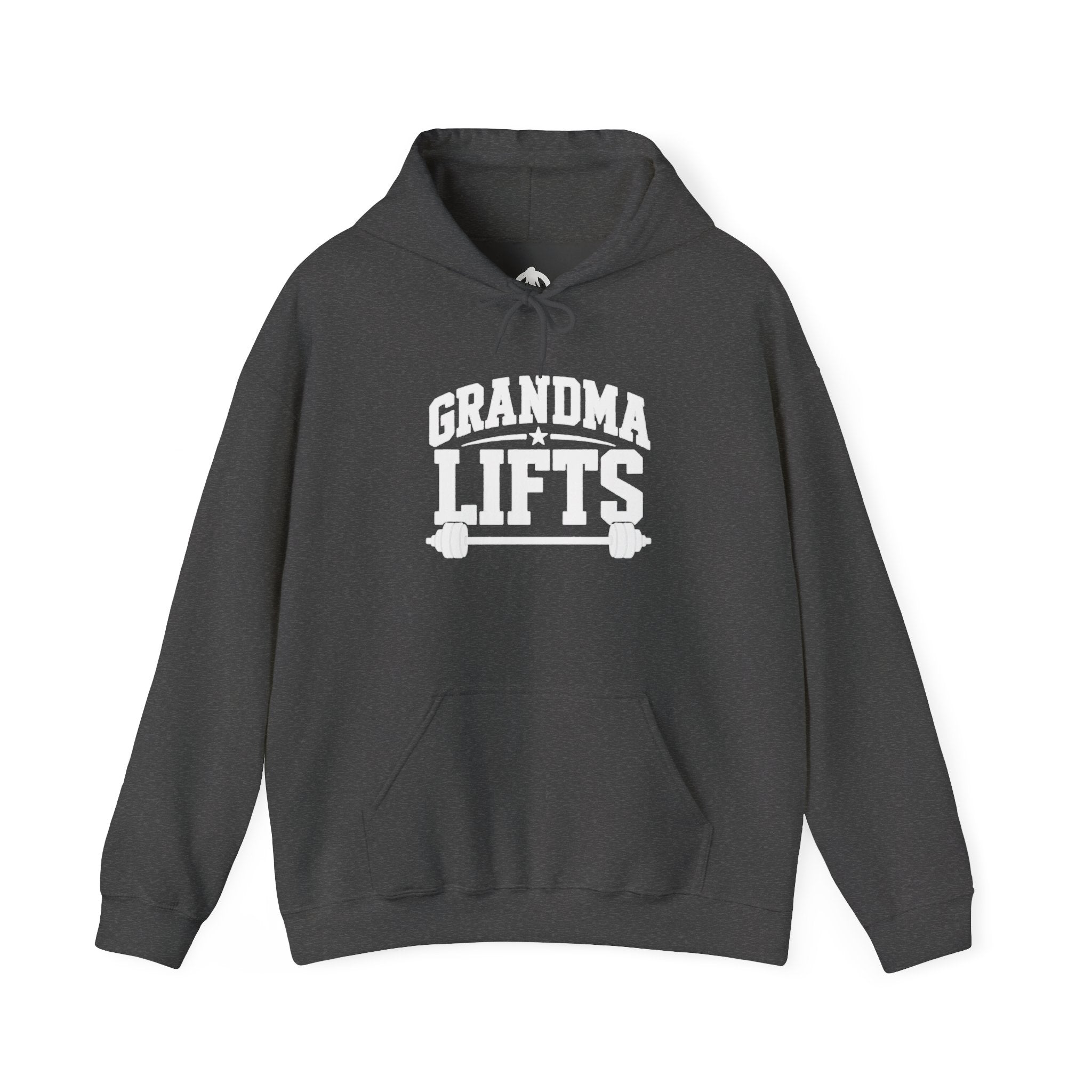 Grandma Lifts - Unisex Heavy Blend™ Hooded Sweatshirt - White Logo Front -  Plain Back
