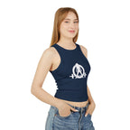 Women's Micro Rib Racer Tank Top - White Classic Logo