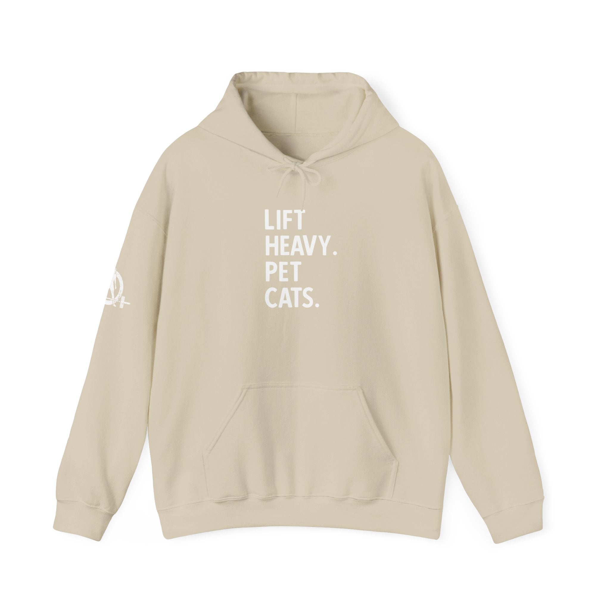 Lift Heavy Pet Cats - Unisex Heavy Blend Hooded Sweatshirt - White Logo